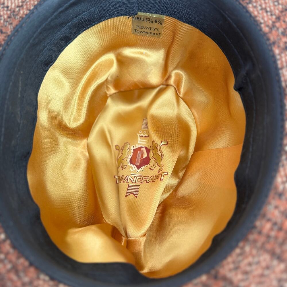 Vintage 1960s Penney’s Towncraft Plaid Fedora Feather Union Made Hat Small - Picture 9 of 16